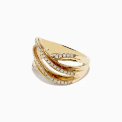 Effy Jewelry D'oro 14K Yellow Gold Diamond Wavy Band | Rings