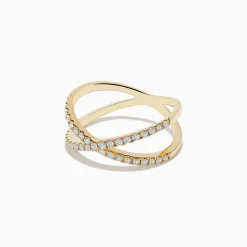 Effy Jewelry D'oro 14K Yellow Gold Diamond Crossover Ring 0.37 TCW | Rings