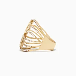 Effy Jewelry D'Oro 14K Yellow Gold Diamond Negative Space Ring, 0.54 TCW | Rings
