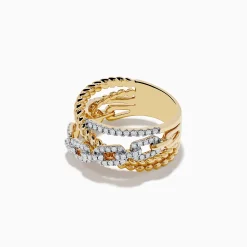 Effy Jewelry D'Oro 14K Yellow Gold Interlocking Diamond Crossover Ring | Rings