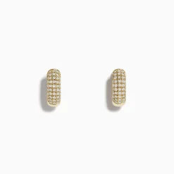 Effy Jewelry D'Oro 14k Yellow Gold Pave Diamond 3/8" Huggie Earrings | Earrings
