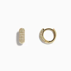 Effy Jewelry D'Oro 14k Yellow Gold Pave Diamond 3/8" Huggie Earrings | Earrings