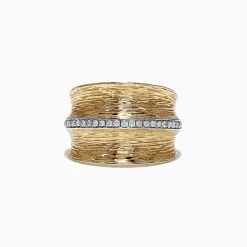 Effy Jewelry D'Oro 14K Yellow Textured Gold Diamond Ring, 0.24 TCW | Rings