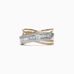 Effy Jewelry Duo 14K 2 Tone Gold Diamond Crossover Ring, 0.77 TCW | Rings