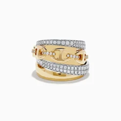 Effy Jewelry Duo 14K 2-Tone Gold Anchor Chain Diamond Ring | Rings