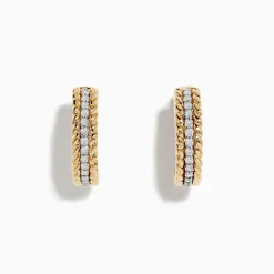 Effy Jewelry Duo 14K Two Tone Gold 5/8" Diamond Hoop Earrings | Earrings