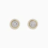 BH Multi Duo 14K Two Tone Gold 1/2" Diamond Halo Stud Earrings 0.69 TCW | Earrings