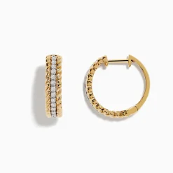 Effy Jewelry Duo 14K Two Tone Gold 5/8" Diamond Hoop Earrings | Earrings