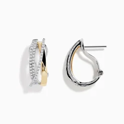 Effy Jewelry Duo 14K Two Tone Gold 5/8" French Clip Diamond Earrings, 0.49 TCW | Earrings