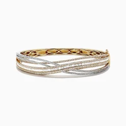 BH Multi Duo 14K Two Tone Gold Diamond Crossover Bangle, 3.15 TCW | Bracelets