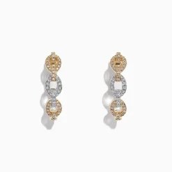 Effy Jewelry Duo 14K Two Tone Gold Diamond Chain Link Hoop Earrings, 0.40 TCW | Earrings
