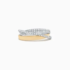 Effy Jewelry Duo 14K Two Tone Gold Diamond Crossover Ring, 0.31 TCW | Rings