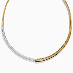 Effy Jewelry Duo 14K Two Tone Yellow and White Gold Diamond Collar Necklace, 1.37 TCW | Necklaces & Pendants
