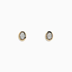 Effy Jewelry Duo 14K Two-Tone Gold Bezel Set Oval Diamond Solitaire Earrings 0.14 TCW | Earrings