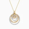 Effy Jewelry Duo 14K Two-Tone Gold Diamond Crossover Pendant | Necklaces & Pendants