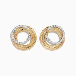 Effy Jewelry Duo 14K Two-Tone Gold Diamond Statement Stud Earrings | Earrings