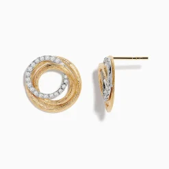 Effy Jewelry Duo 14K Two-Tone Gold Diamond Statement Stud Earrings | Earrings