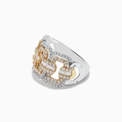 Effy Jewelry Duo 14K Two-Tone Gold Diamond Chain Link Ring 0.95 TCW | Rings