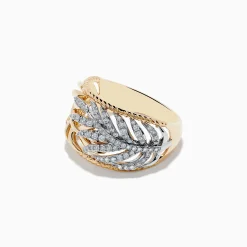 Effy Jewelry Duo 14K Two-Tone Gold Diamond Leaf Ring | Rings