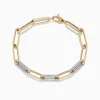 Effy Jewelry Duo 14k Two-Tone Gold Paperclip Pave Diamond Bracelet | Bracelets