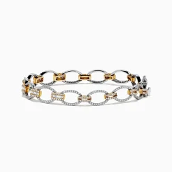 Effy Jewelry Duo 14K White and Yellow Gold Diamond Chain Link Tennis Bracelet, 2.01 TCW | Bracelets