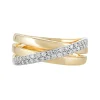 Effy Jewelry Duo 14K White and Yellow Gold Diamond Crossover Ring, 0.24 TCW | Rings