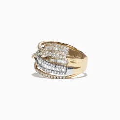 Effy Jewelry Duo 14K White and Yellow Gold Diamond Crossover Ring, 2.75 TCW | Rings