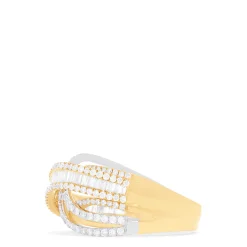 Effy Jewelry Duo 14K White and Yellow Gold Diamond Crossover Ring, 1.41 TCW | Rings
