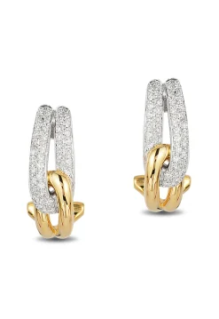 Effy Jewelry Duo 14K Yellow and White Gold Diamond 5/8" French Clip Earrings, 0.31 TCW | Earrings