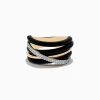 Effy Jewelry Eclipse 14K Yellow Gold Onyx and Diamond Crossover Ring | Rings