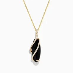Effy Jewelry Eclipse 14K Yellow Gold Onyx and Diamond Pendant | Necklaces & Pendants