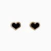 Effy Jewelry Eclipse 14K Yellow Gold Onyx and Diamond Heart Earrings | Earrings