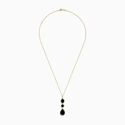 Effy Jewelry Eclipse 14K Yellow Gold Onyx and Diamond Drop Pendant | Necklaces & Pendants