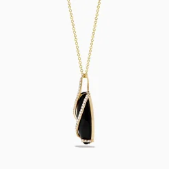 Effy Jewelry Eclipse 14K Yellow Gold Onyx and Diamond Pendant | Necklaces & Pendants