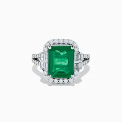 Effy Jewelry Effy Hematian 14K White Gold Emerald and Diamond Cocktail Ring | Rings