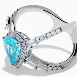 Effy Jewelry Effy Hematian 14K White Gold Paraiba and Diamond Criss Cross Ring | Rings