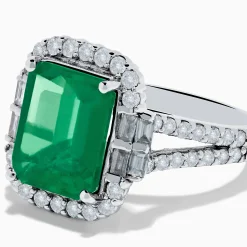 Effy Jewelry Effy Hematian 14K White Gold Emerald and Diamond Cocktail Ring | Rings