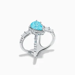 Effy Jewelry Effy Hematian 14K White Gold Paraiba and Diamond Criss Cross Ring | Rings