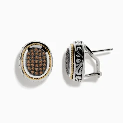 Effy Jewelry Espresso 925 Sterling Silver and 18K Yellow Gold Espresso Diamond Earrings | Earrings