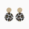 BH Multi 14K Gold Black, Espresso and White Diamond Panther Spot Drop Earrings, 1.57 TCW | Earrings