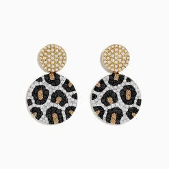 BH Multi 14K Gold Black, Espresso and White Diamond Panther Spot Drop Earrings, 1.57 TCW | Earrings