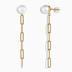 BH Multi 14K Gold Cultured Fresh Water Pearl Paperclip Chain Earrings | Earrings