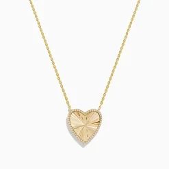 Effy Jewelry 14K Gold Mother of Pearl and Diamond Reversible Heart Pendant | Necklaces & Pendants