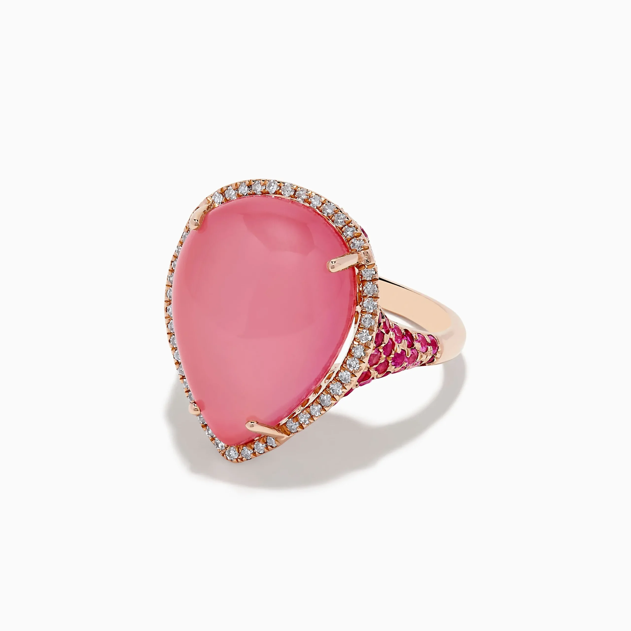 BH Multi 14K Gold Mother of Pearl, Pink Quartz, Sapphire, Ruby and Diamond Ring | Rings