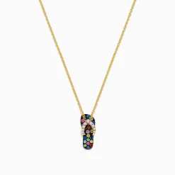 BH Multi 14K Gold Multi Sapphire and Diamond Flip Flop Pendant, 0.53 TCW | Necklaces & Pendants