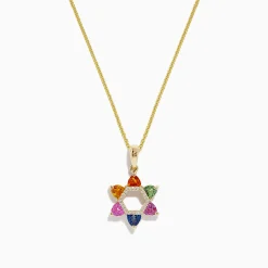 BH Multi 14K Gold Multi Sapphire u0026 Diamond Star of David Pendant, 1.96 TCW | Necklaces & Pendants