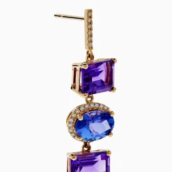 Effy Jewelry 14K Gold Tanzanite, Purple Amethyst and Diamond Drop Earrings | Earrings