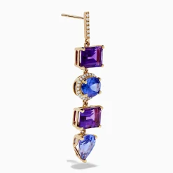 Effy Jewelry 14K Gold Tanzanite, Purple Amethyst and Diamond Drop Earrings | Earrings
