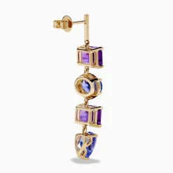 Effy Jewelry 14K Gold Tanzanite, Purple Amethyst and Diamond Drop Earrings | Earrings
