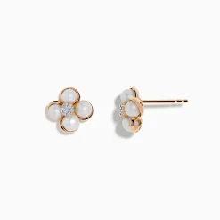 Effy Jewelry 14K Pink Gold Fresh Water Pearl and Diamond Earrings | Earrings